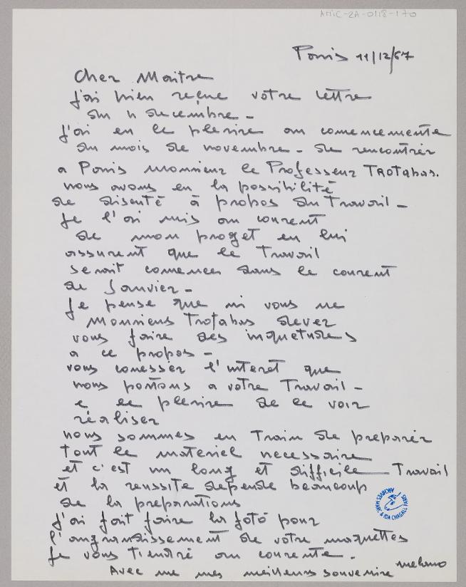 , December 11, 1967, Letter